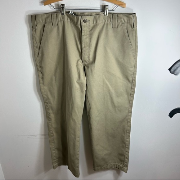 Carhartt Tan Khaki Pants 42x28 Men’s Flat Front - Picture 2 of 6